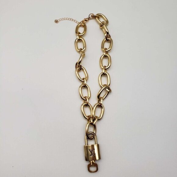 Authentic Louis Vuitton Lock and Key Gold Color with Gold Plated Chain Necklace - Picture 9 of 14